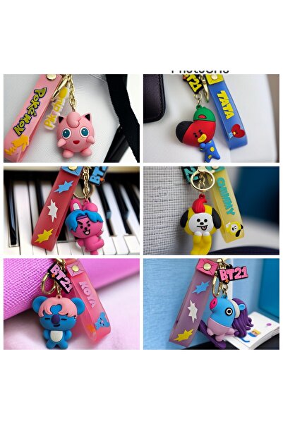 Meyra Accessories Bt21 حقيبة سلسلة مفاتيح فاخرة إكسسوار لعبة قطيفة هدية ملونة قطعة واحدة