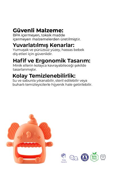 Kiki Silicone Baby Teether - Silicone Glove Teether Elephant
