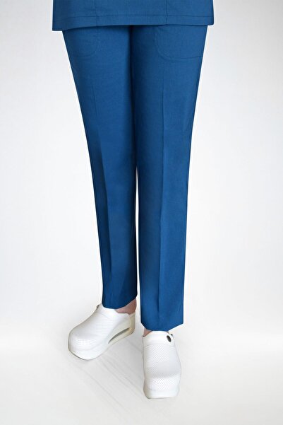 Nur Medikal Giyim Unisex Petrol Mavi Likralı Doktor Hastane Doktor Alt Ünifor...