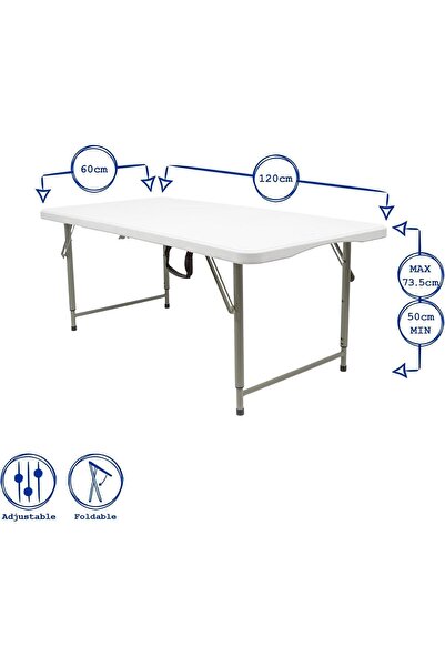 Generic Akten 120cm Rectangular Folding Table, Plastic, White