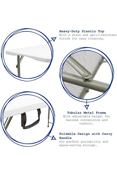 Generic Akten 120cm Rectangular Folding Table, Plastic, White