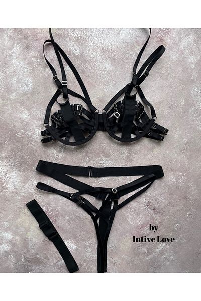 İntive Lingerie Εντυπωσιακό κοστούμι με κορδόνια σουτιέν με μαύρο εσώρουχο