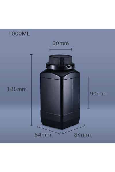 Choice black 4PCS Food Grade Material 1000ML Wide Mouth Plastic Square Bottle with Inner Cover good Sealing