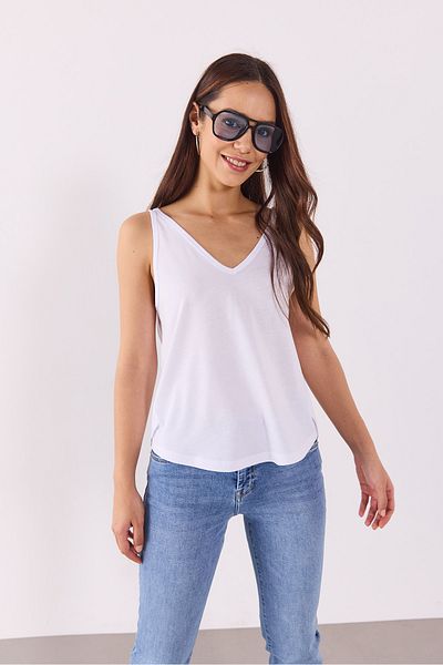 VENA Serena V-Neck Slit Detailed Modal Undershirt(Tencel)(Tm) - White