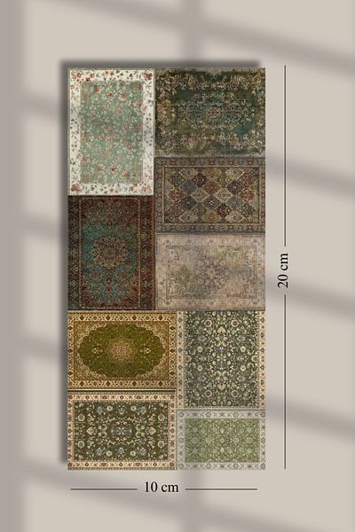Hume Craft Set of 3 Green Ethnic Pattern Carpet Themed Stickers