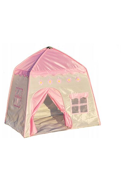 zola Cort de joaca pentru copii cu lumini, Zola®, casuta cu ferestre, roz cu alb, inaltime totala 126 cm