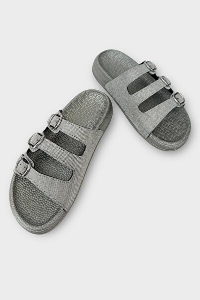 Liger Women's Three Band Adjustable Buckle Slippers Smoked