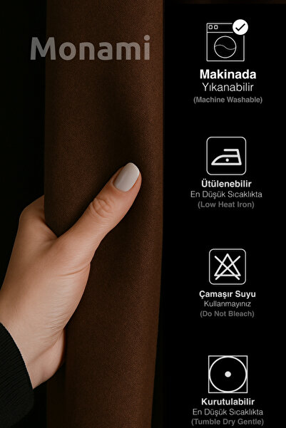 DEVRİM OLİVYA TEKSTİL Luxury 1St Class. Classroom Special Tailored Brown Blackout Light-Proof Background Curtain with Extra Foam