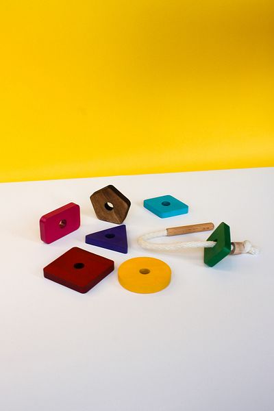 Store 7 Pieces Colorful Educational Toy - Montessori- Wooden Toy - Educational Toy - Stringing Game
