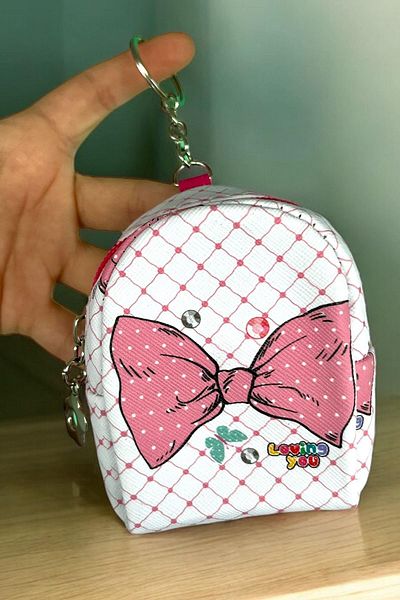 TAKIŞTIR Pink Color Ribbon Figured Keychain / Wallet