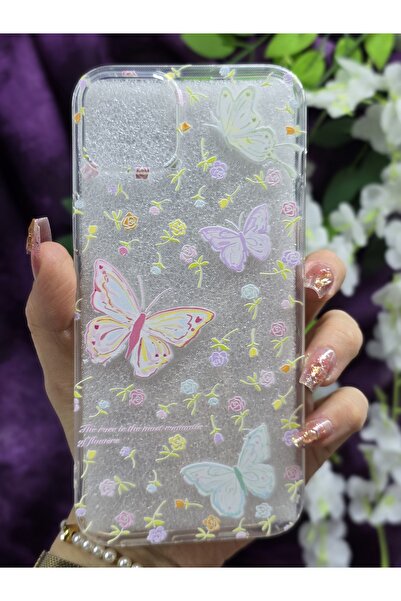 Magic Ring iPhone 14 PLUS / 15 PLUS Uyumlu Pastel Renkli Çiçekli Kelebek Dese...