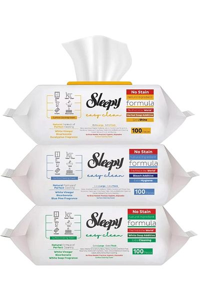 Sleepy Easy Clean Value Pack - White Soap, Herbal Soap, Bleach, 300 Wipes for Every Surface