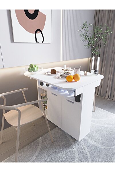 Tasaroma Katlanabilir Yemek Ve Mutfak Masası Tekerlekli Oval Flexi