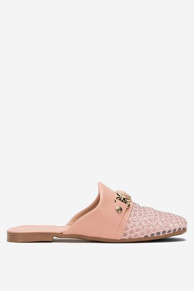 Liger Women's Buckle Mesh Slippers Pudra