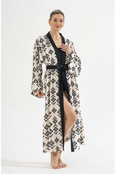 BEJ DOKU KİMONO / PAREO % 100 PAMUK KİMONO