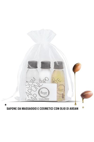 Easy Easy Cosmetics Gift Set - with Argan Oil 30 ml. Packed in Organza Bag. Set of 5 pieces
