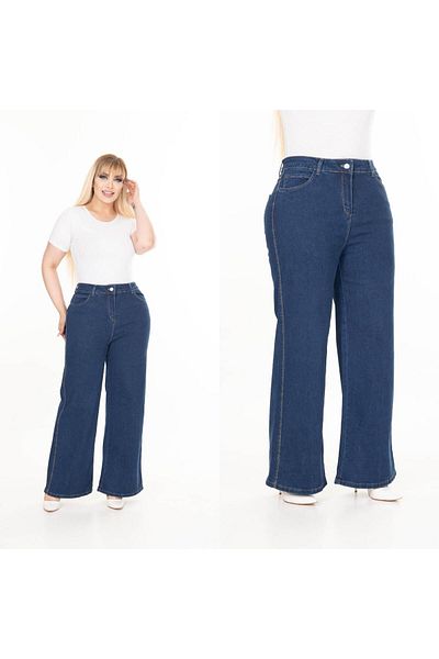 SERRAXXL Palazzo Wide Leg Denim Jeans Plus Size Pants