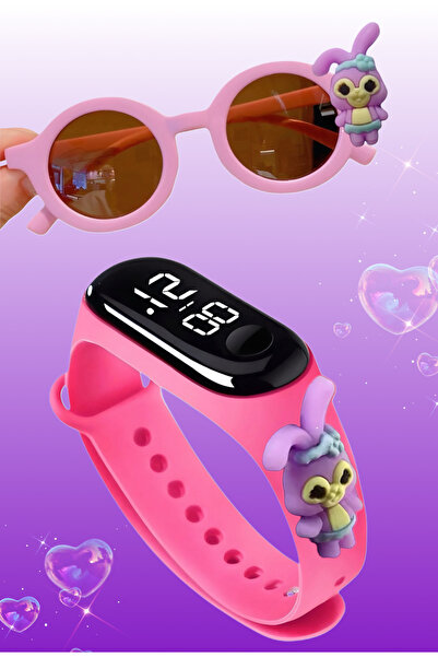 Onkatech Dijital Dokunmatik Led Ekran Su Geçirmez Figürlü Çocuk Kol Saati Ve Güneş Gözlüğü