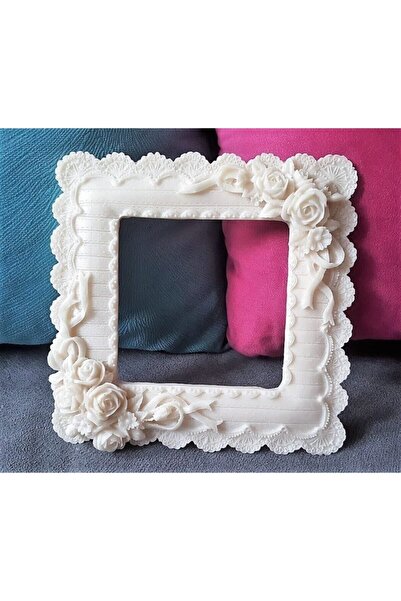 morlalem m Kare Çerçeve Gül Kurdale Çiçek Dantel 15cm Silikon Kalıp K-192, Po...