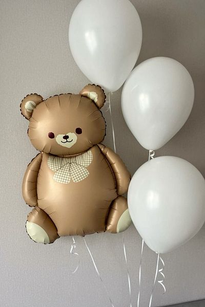party world Teddy Bear Foil Balloon & Set of 3 White Latex Balloons