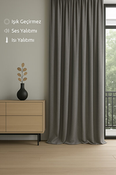 Monami Luxury Gray Elegance Light Proof Blackout Curtain