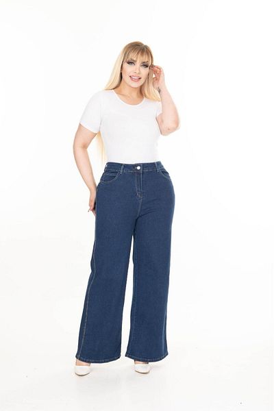SERRAXXL Palazzo Wide Leg Denim Jeans Plus Size Pants