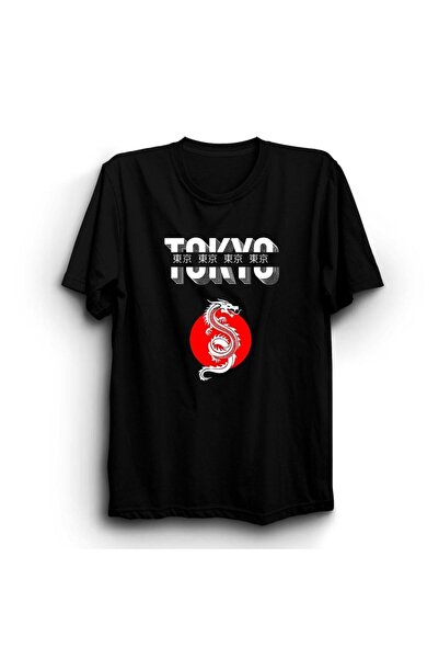ZOKAWEAR Tokyo, Dragon, Dragon, City, Unisex, Μαύρο, 100% βαμβακερό μπλουζάκι