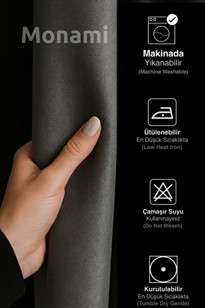 Monami Luxury Gray Elegance Light Proof Blackout Curtain