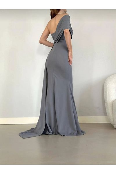 Secret Passion Lingerie Κρεπ ύφασμα με έναν ώμο στο πλάι της ουράς Λεπτομέρεια Μακρύ φόρεμα κομμένο ψάρι 583026 684