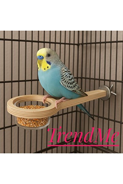 UniqBirdToys Trendme Bird Perch with Snack Feeder and Food Bowl