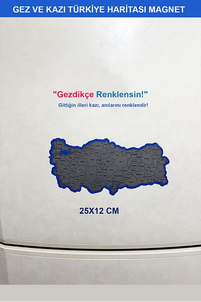 Tutunabilir Kağıt Gez Kazı Türkiye Map Magnet 24X12 cm