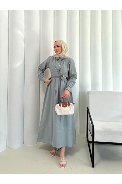 Melike Tatar Bağlamalı Poplin Elbise 68-6163