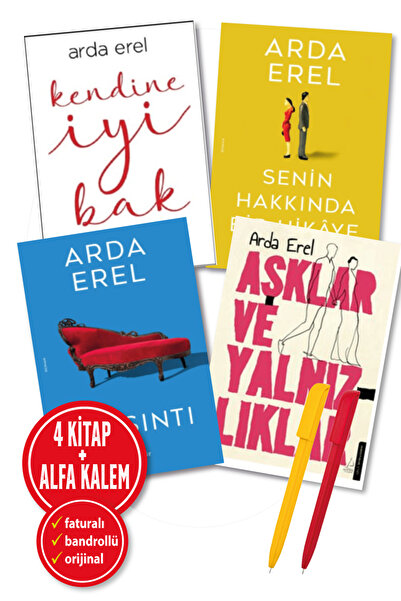 Destek Yayınları Alfa Kalem+ Arda Erel 4 Kitap(Sarsıntı+Kendine İyi Bak+Aşklar ve Yalnız+Senin Hakkında Bir Hikaye)