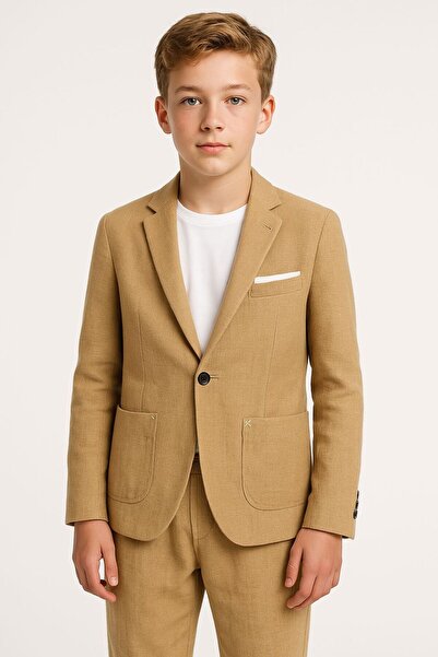 SIRRI Boys Summer Linen Suit – 2 Pieces with Elastic and Lace-Up Pants