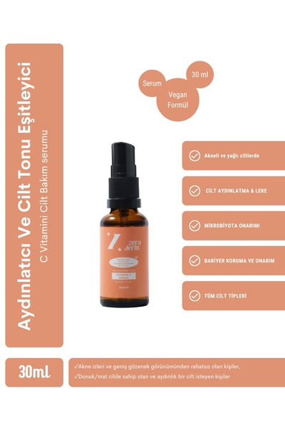 Aydınlatıcı Ve Cilt Tonu Eşitleyici C Vitamini Cilt Bakım serumu 30 ml