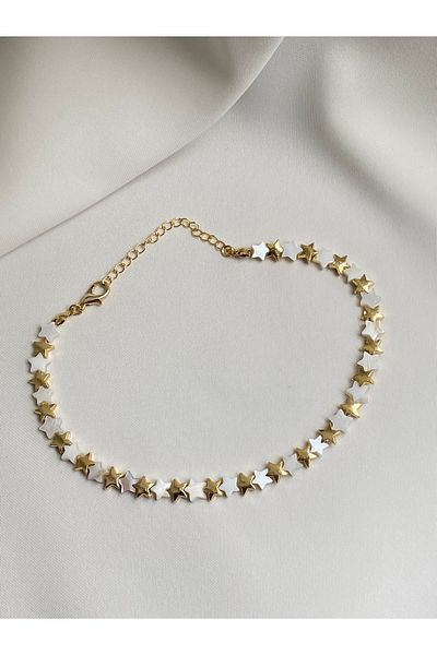 Twinssis Accessories Pearlescent Star Row Plate Gold Detailed Anklet
