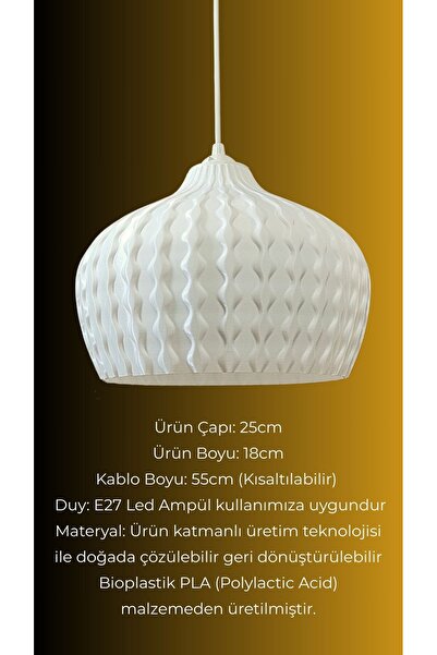 decory Amira Tasarım Avize Yatak Odası, Mutfak, Oturma Odası Tasarım Tekli Sarkıt Avize (PLASTİK) E27