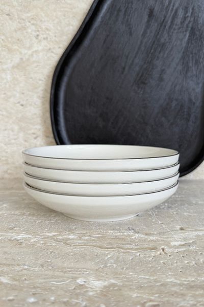 porselenden Modern Silver Cream 4-Person 19 cm Porcelain Pit Dinner Plate Set