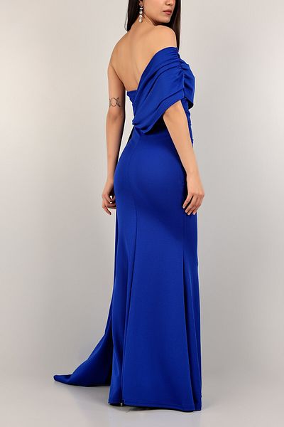 Secret Passion Lingerie Rochie lungă din țesătură creponată, cu un singur umăr, cu detaliu de coadă laterală 583026   684