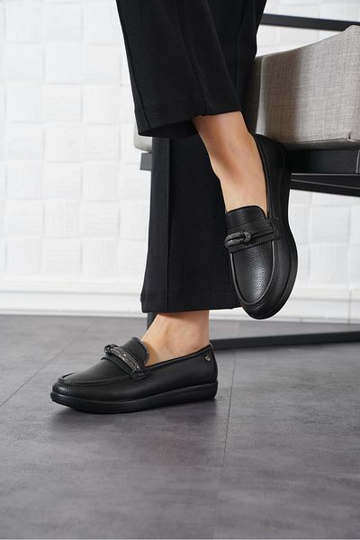 Moda Pie Balerina de damă Muytre cu nod lateral cu cataramă, neagră Dolce