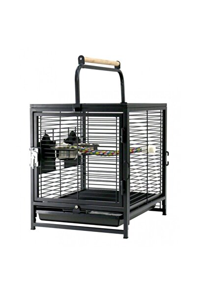Genel Markalar Papağan Seyahat Kafesi Siyah 48x38x46 Cm