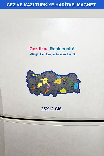 Tutunabilir Kağıt Gez Kazı Türkiye Map Magnet 24X12 cm