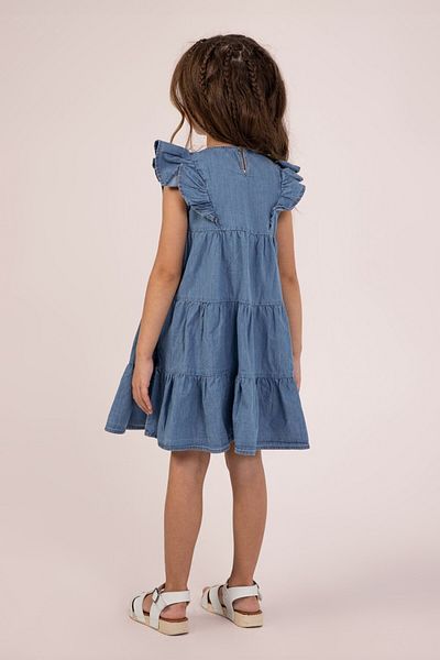Elabutik M 0040 Rochie cu maneci cu volane pentru fete 3-8 ANI