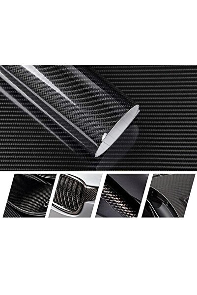 KRCDİJİTAL Karbon Fiber Folyo 5d Siyah Vinil Parlak - Boyut: 20cm X 152cm