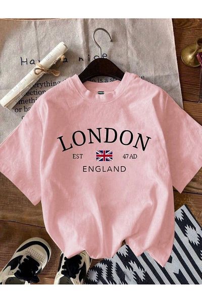 BYMEER Μπλουζάκι ροζ London με στάμπα Oversize