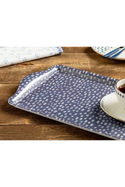 English Home صينية ميلامين بنقاط كحلي مقاس 39x24 سم أزرق داكن