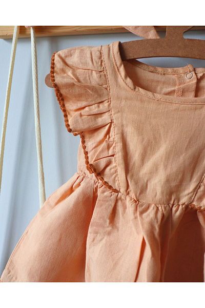 TinyAlp Soft Color Soft Linen Fabric Design Baby Girl Dress