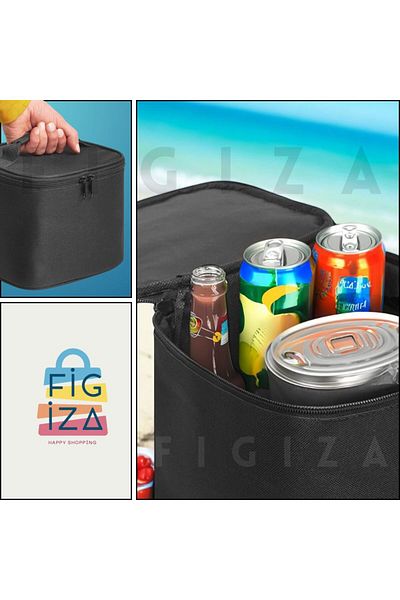 figiza Чанта за охлаждане на студени и топли напитки Auracar, кутия за обяд (черна)