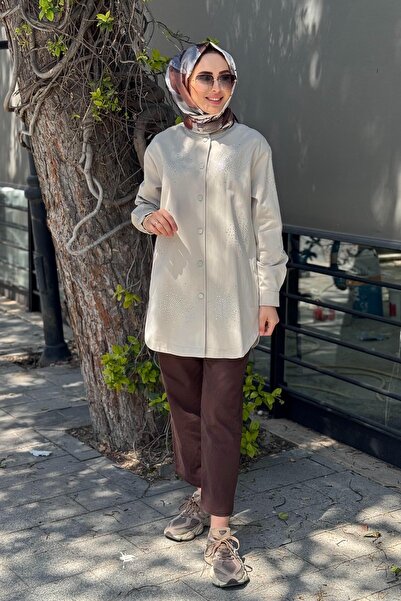 Kayra سترة بياقة جامعية مطبوعة من Hotfix KA-A24-13046 حجر