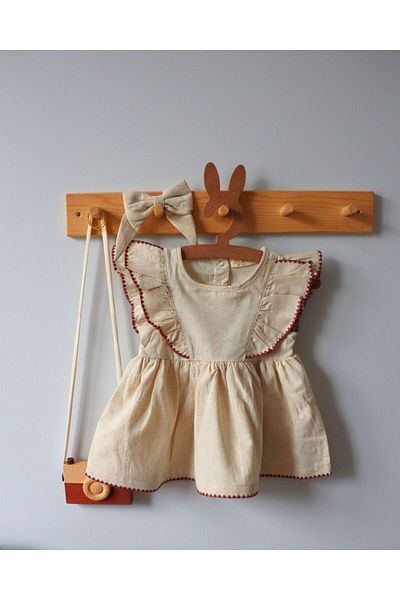 TinyAlp Soft Color Soft Linen Fabric Design Baby Girl Dress